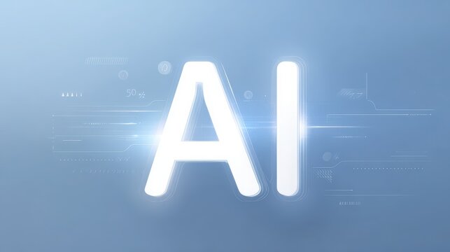 AI technology concept digital interface futuristic design glowing white letters blue background innovation artificial intelligence modern smart automation communication business abstract - Powered by Adobe