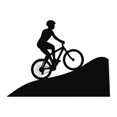 Fototapeta premium Mountain biker riding downhill silhouette