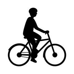 Fototapeta premium Boy riding a bicycle silhouette