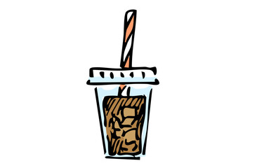 手書きカラーイラスト　アイスコーヒー