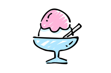 手書きカラーイラスト　かき氷