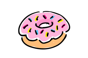 手書きカラーイラスト　ドーナツ