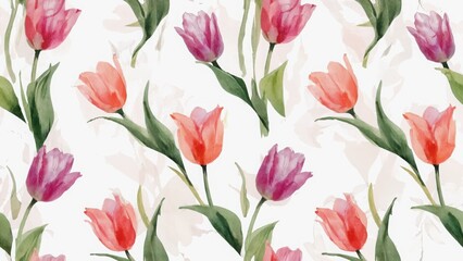 seamless watercolor pattern with tulips