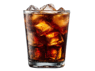  glass of cola with ice cubes
