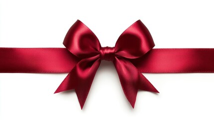 Fototapeta premium Red satin ribbon bow isolated on white background.