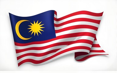 Waving ribbon or banner with flag of Malaysia. High quality