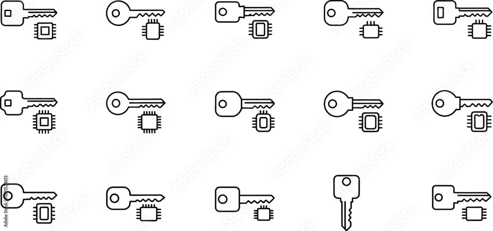Poster smart key with chip representing security, technology, and access control in the digital age, emphas