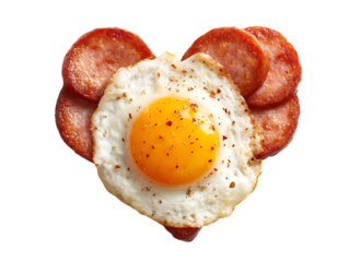 heart shaped breakfast made with sausage