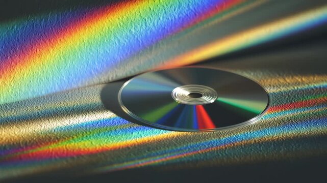 Colorful Rainbow Light Spectrum Reflecting from a CD Disc on Wall