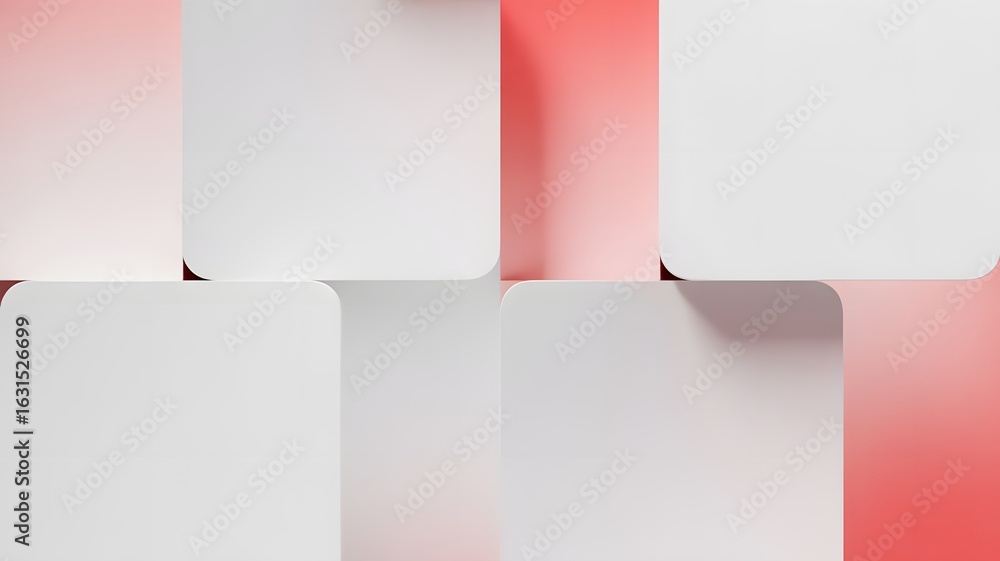 Poster abstract white rounded squares on pink gradient background geometric pattern