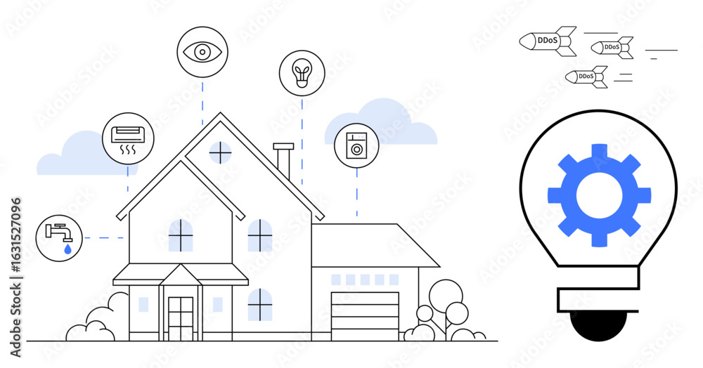 Aufkleber modern house connected to smart devices representing automation and control. ideal for technology, i