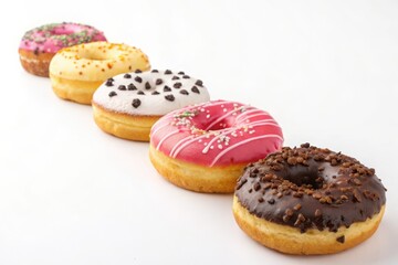 Assortment of delicious doughnuts isolated on transparent background