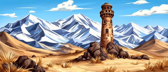Lonely Lighthouse in the Mountains.
