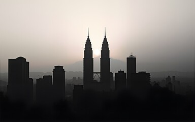 Fototapeta premium Kuala Lumpur city skyline silhouette. High quality