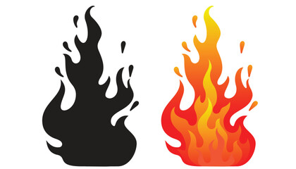 Collection of hand drawn fire flames with crayon, pastel chalk or pencil texture Grunge elements in sketch style Yellow vector illustration isolated on a white background