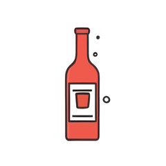 Illustration of a red wine bottle isolated on white background