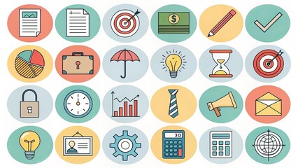 “Business and Finance Icon Set for Productivity and Strategy Infographics”