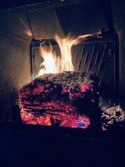 fire in fireplace