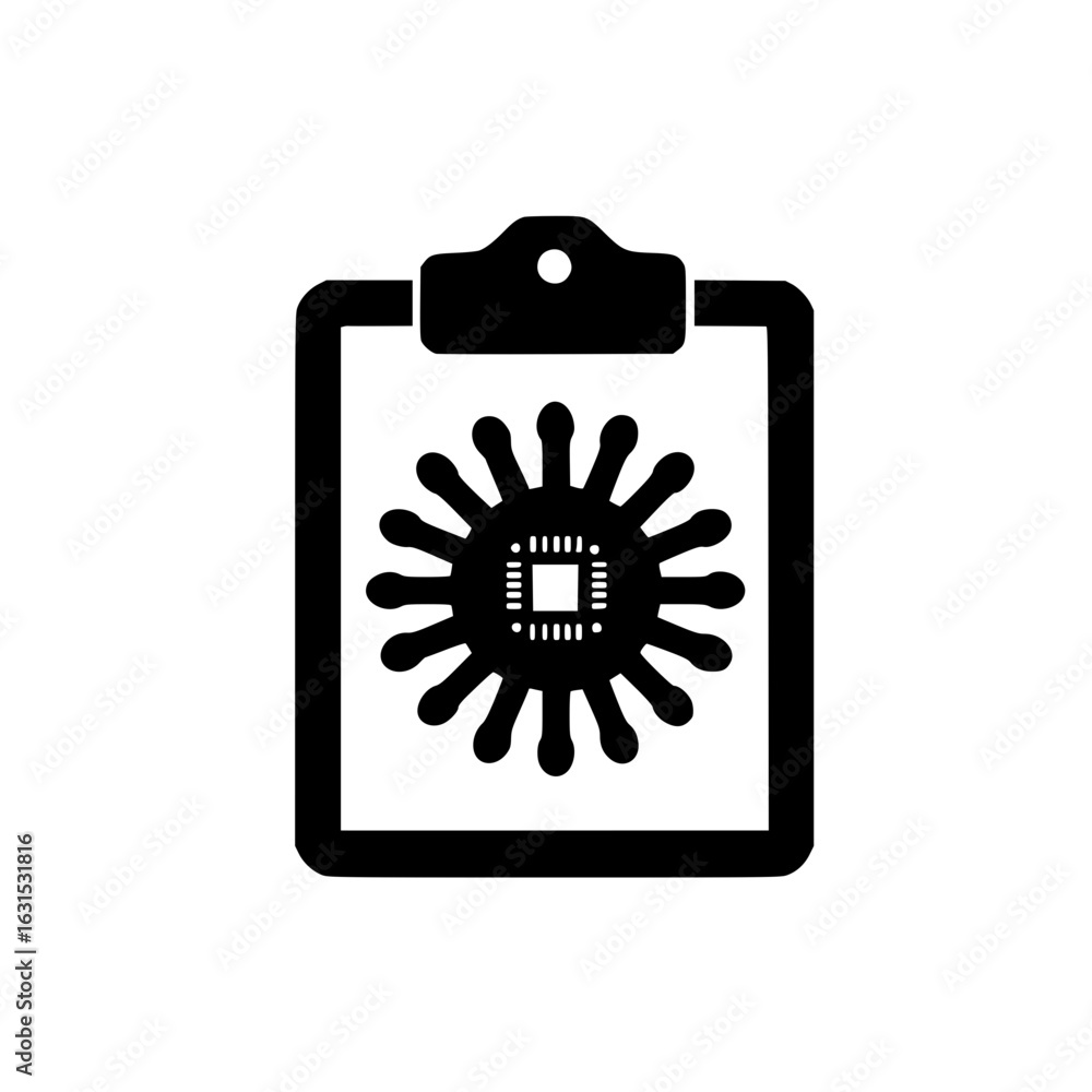 Poster Clipboard with computer chip icon symbolizing technology electronics and digital innovation