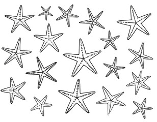 Obraz premium Seamless gold star and starfish pattern design on a blue ocean background
