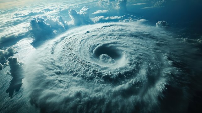 Aerial Panorama of a colossal hurricane system from high above Earth