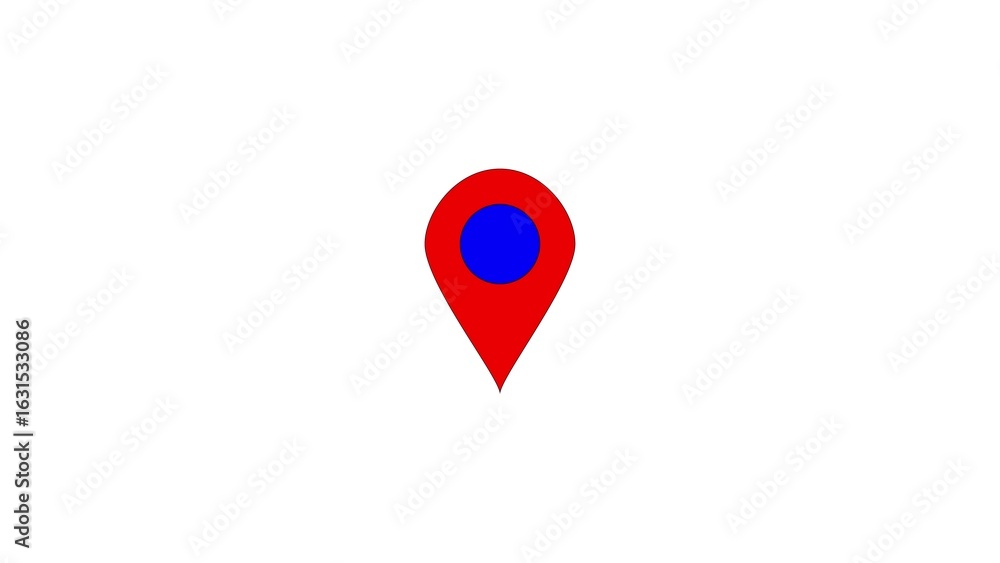 Poster simple red and blue location pin icon isolated on a white background for navigation and maps