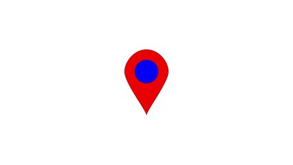 Simple red and blue location pin icon isolated on a white background for navigation and maps