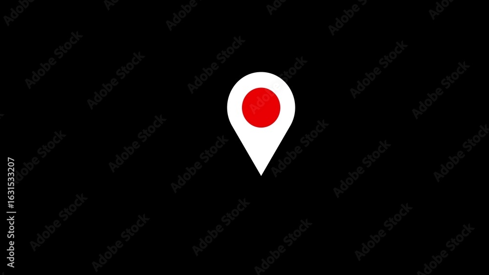 Aufkleber white location pin with a red circle inside on a black background symbolizing a destination