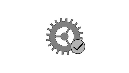 Gray gear icon with a checkmark inside a circle indicating successful operation or completion