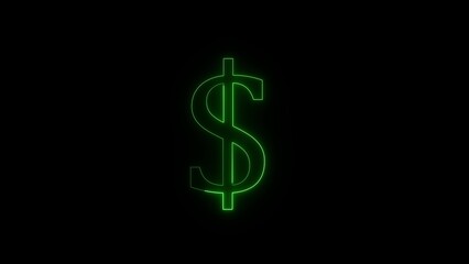 Glowing green dollar sign symbol illuminated against a dark black background