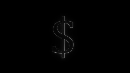 Gleaming metallic dollar sign symbol illuminated against a stark black background