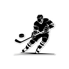 Dynamic Hockey Player Silhouette Action Shot of Ice Hockey Athlete