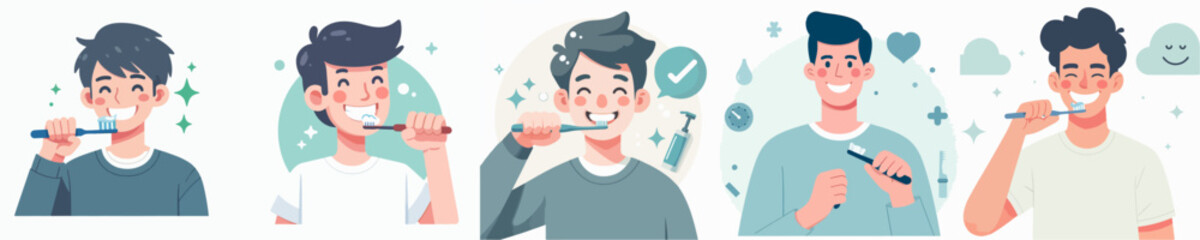 a man is brushing his teeth before going to bed