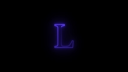 Glowing purple letter l illuminated against a dark black background with a subtle light effect