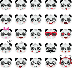 Charming Panda Emoji Collection with Diverse Expressions