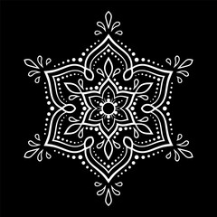 Circular pattern in form of mandala with flower for Henna, Mehndi, tattoo, decoration. Decorative ornament in ethnic oriental style. Outline doodle hand draw vector illustration.
