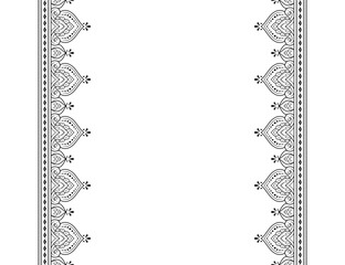 Set of Seamless borders pattern for Mehndi, Henna drawing and tattoo. Decoration in ethnic oriental, Indian style. Doodle ornament. Outline hand draw vector illustration.