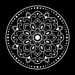 Circular pattern in form of mandala with flower for Henna, Mehndi, tattoo, decoration. Decorative ornament in ethnic oriental style. Outline doodle hand draw vector illustration.
