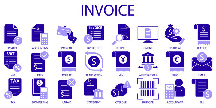 Set of invoice Icons or symbols Vector fully editable file.
