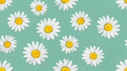 Fototapeta premium seamless watercolor pattern with daisies