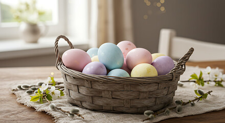 easter eggs in a basket