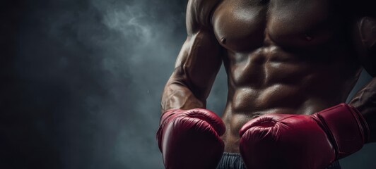The Powerful Boxer Showcasing Strength and Determination in a Dark Atmosphere