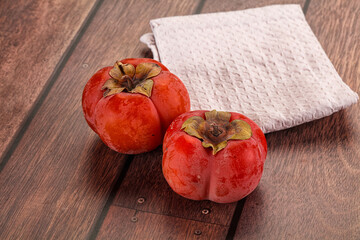 Sweet fresh ripe persimmon fruit