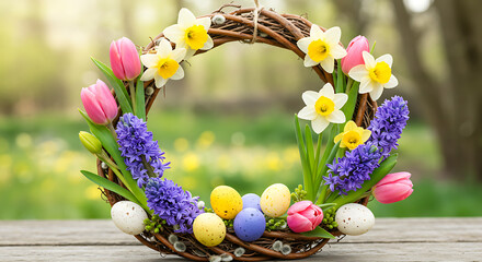 easter eggs and flowers