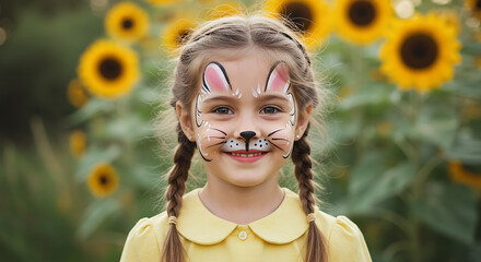 Girl With Bunny Face Paint 