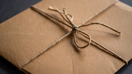 Elegant Brown Kraft Envelope Tied with Jute Twine Close Up for Invitations and Special Occasions