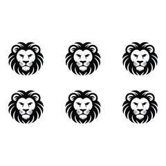 Six Lion Head Logos in Black and White Representing Strength Courage and Leadership for Business and Design Projects
