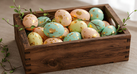 easter eggs in a basket