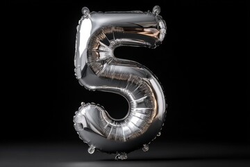 Silver Number Five Balloon Shines in Celebration Birthday Parties Anniversary Milestone Occasions Metallic Celebration