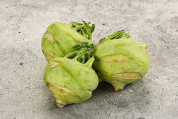 Raw fresh organic kohlrabi cabbage